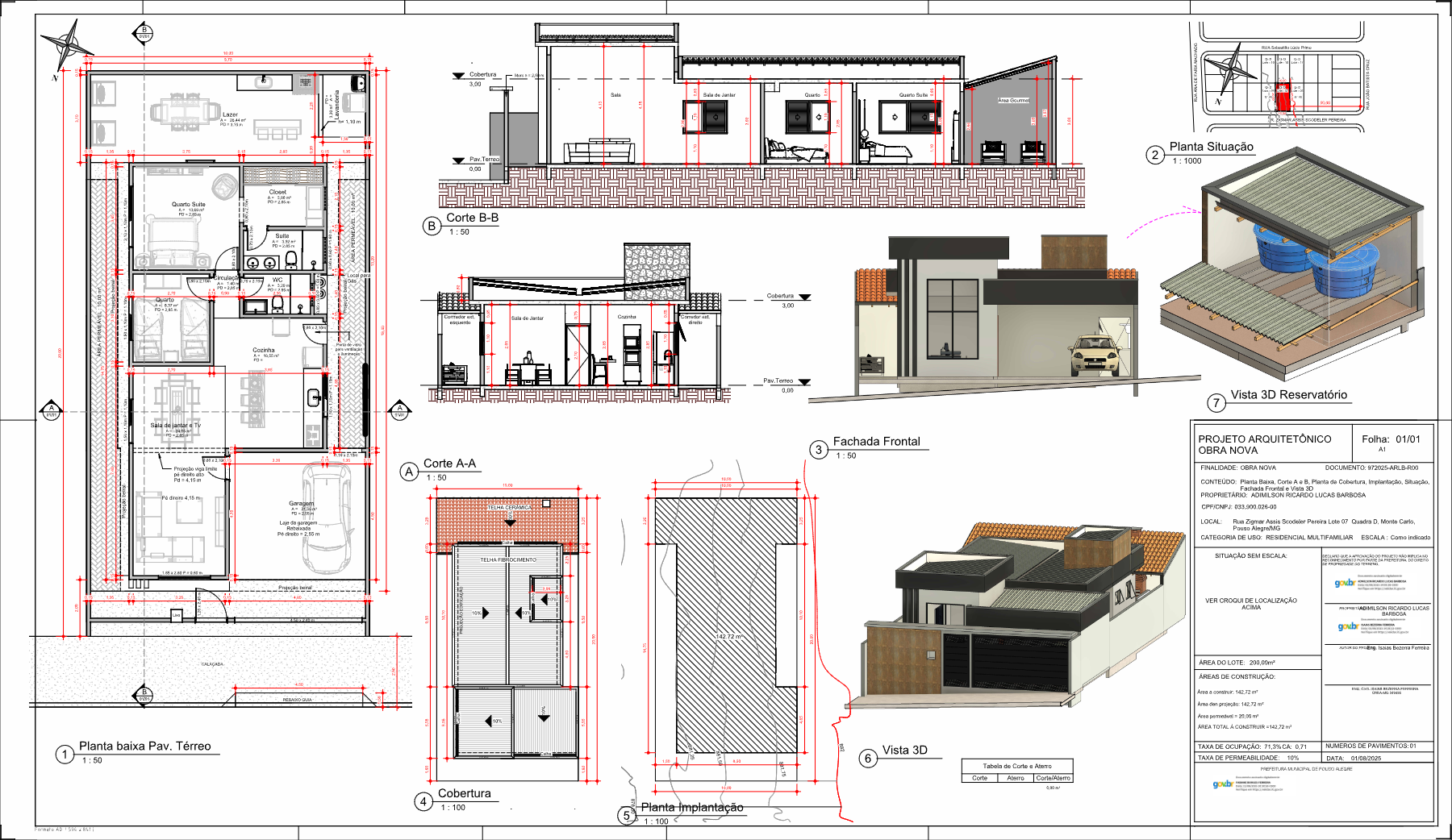 Projeto arquitetônico residencial Admilson